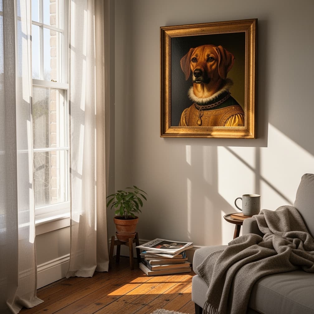 Beau, Labrador portret in huis van Annemiek