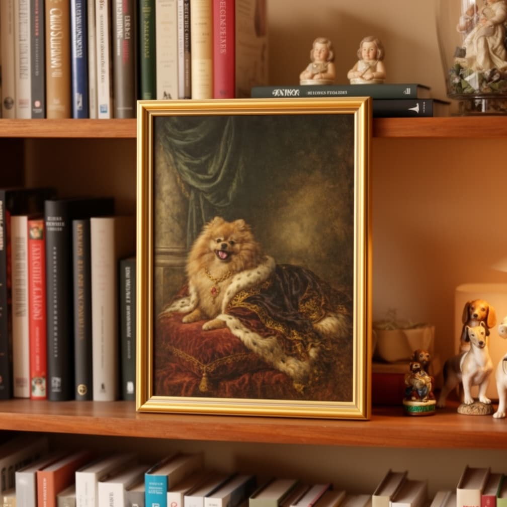 Floki, Pomeranian portret in huis van Thomas